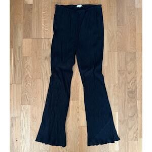 Arket Women's Black Plisse Pants Flare Pleated Trousers Medium